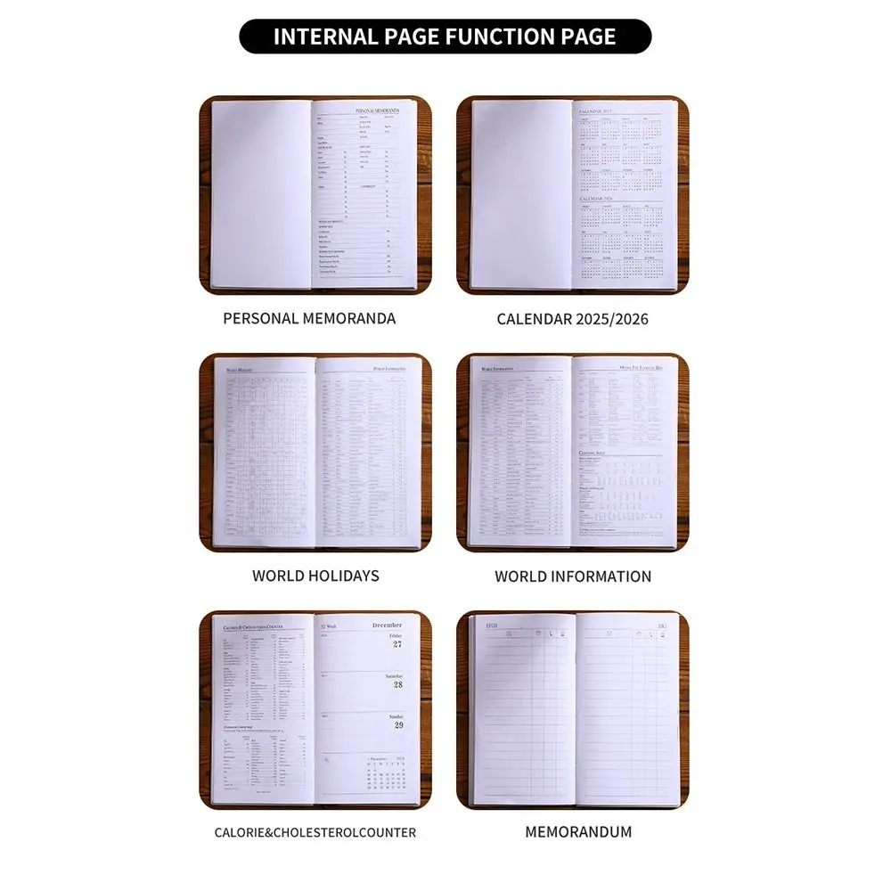 Time Management 2025 English Agenda Book Daily Plan Leather 2025 A6 Pocket Notebook To Do List Taking Notes