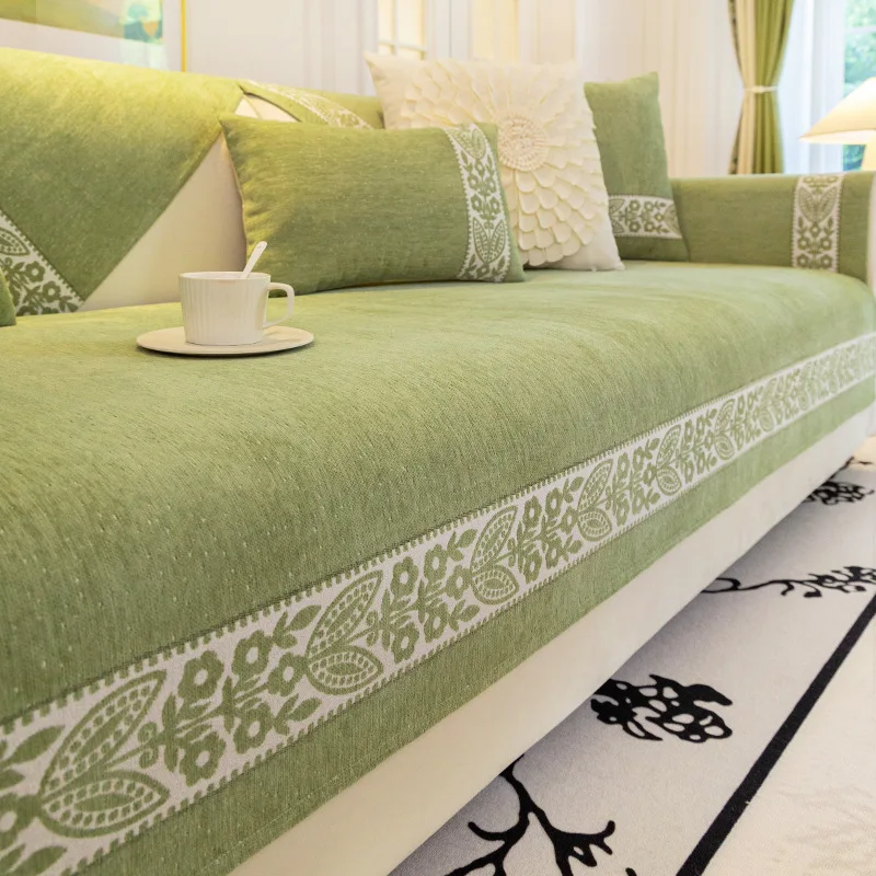Embroidered Sofa Cover Four Seasons Universal Light Luxury Modern High-End Living Room Sofa Cushion Cover Cloth Towel Cushion