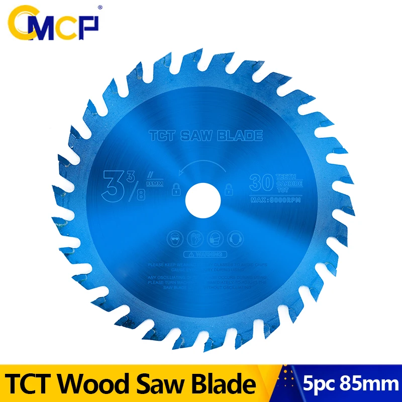 

CMCP 85mm TCT Circular Saw Blade Nano Blue Coated Discs For Wood Cutting 24/30/36T Carbide Cutting Disc Woodworking Saw Blade