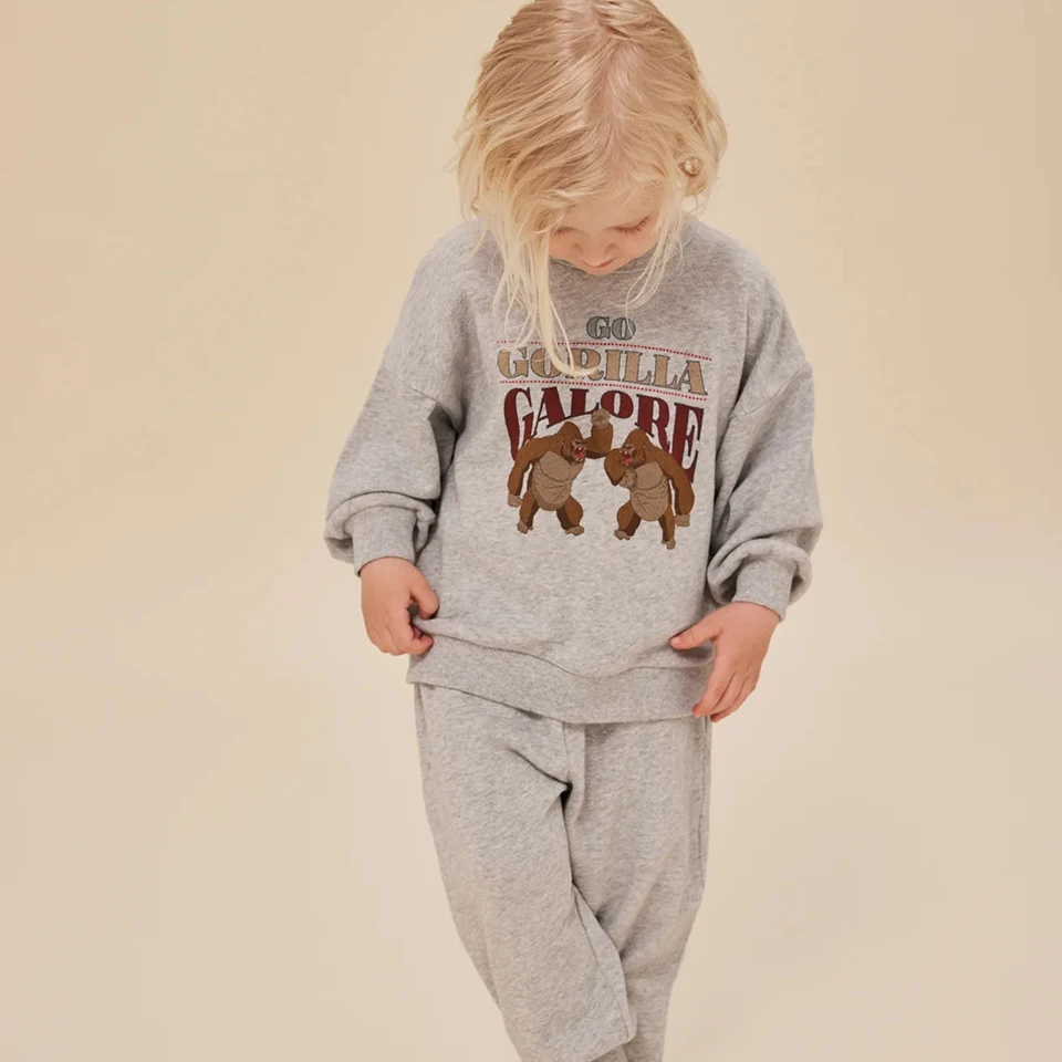 Children Clothes Set 2025 New KS Girls Cute Print Sweatshirt Outwear Boys Hoodies Pullover Sweatpants Suit Kids Outfit Pants