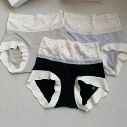 Women Panties Sexy Lace Edge Breathable Skin-friendly High Waist Modal Three-piece Seamless Underwear Women