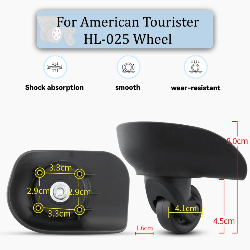 

For American Tourister HL-025 Universal Wheel Replacement Suitcase Rotating Smooth Silent Shock Absorbing Wheel Accessorie