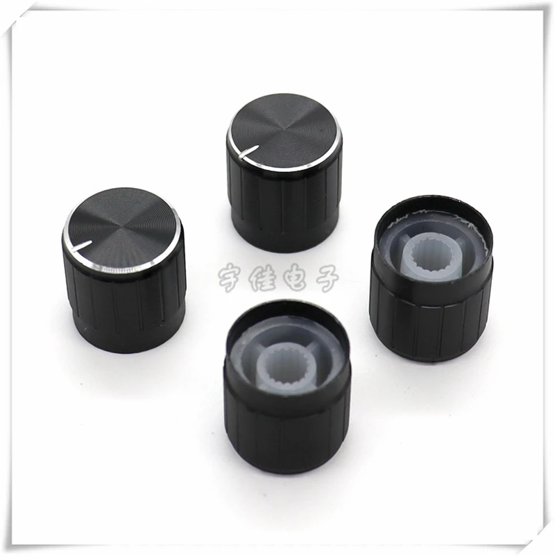 5PCS 17*17MM Aluminum Alloy Knob Cap Audio Power Amplifier Adjustment Knob Cap Black Flower Hole Potentiometer Knob