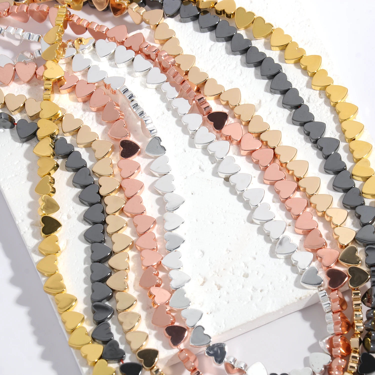 5x6 مللي متر الحب شكل قلب الهيماتيت حبة الحجر الطبيعي مطلي الذهب الفضة الأسود فضفاض الخرز لصنع المجوهرات أساور Charms بها بنفسك