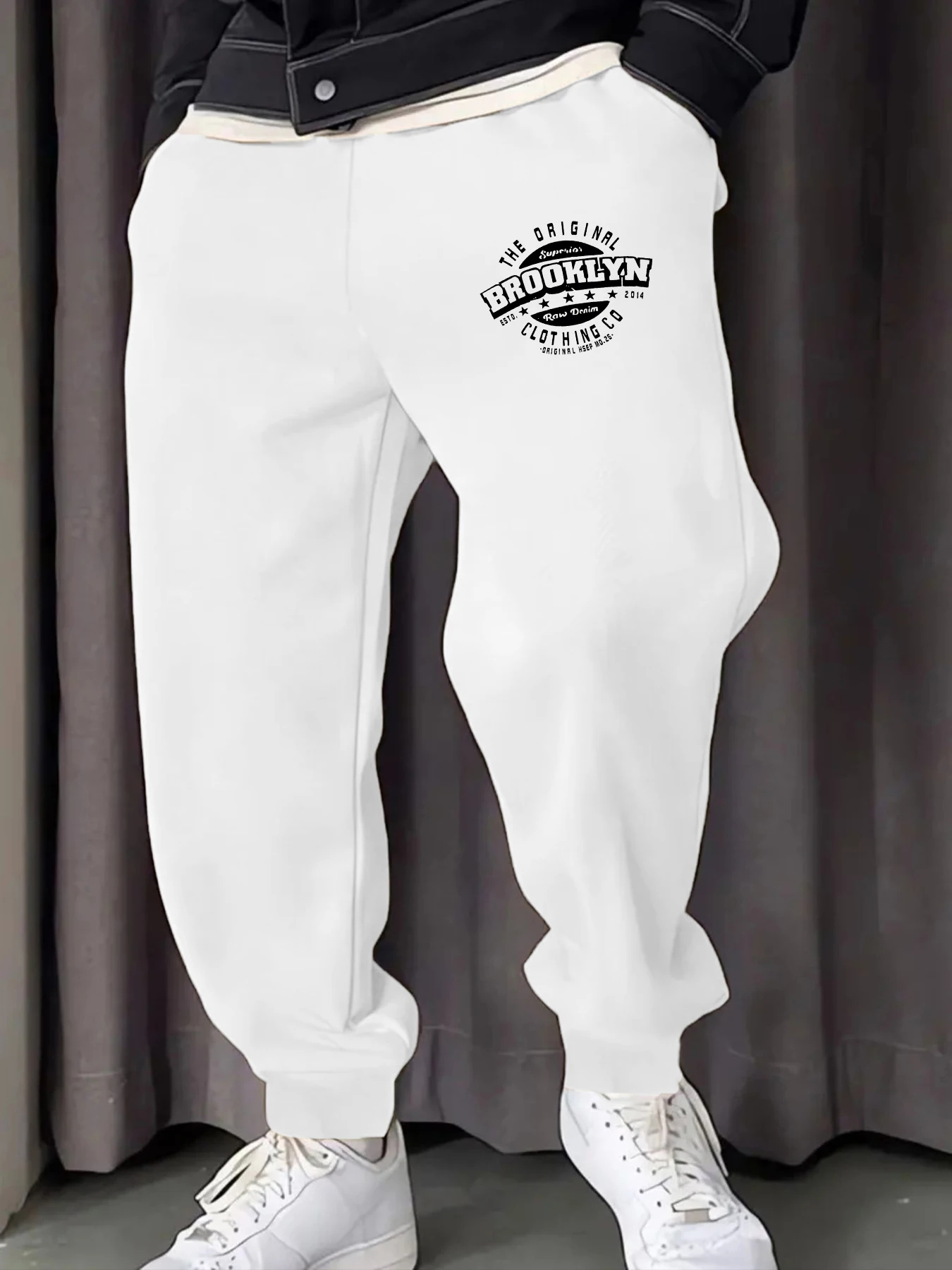 Men's casual sports pants, street style, small logo letter pattern print, adult multi-functional outdoor fitness jogging pants