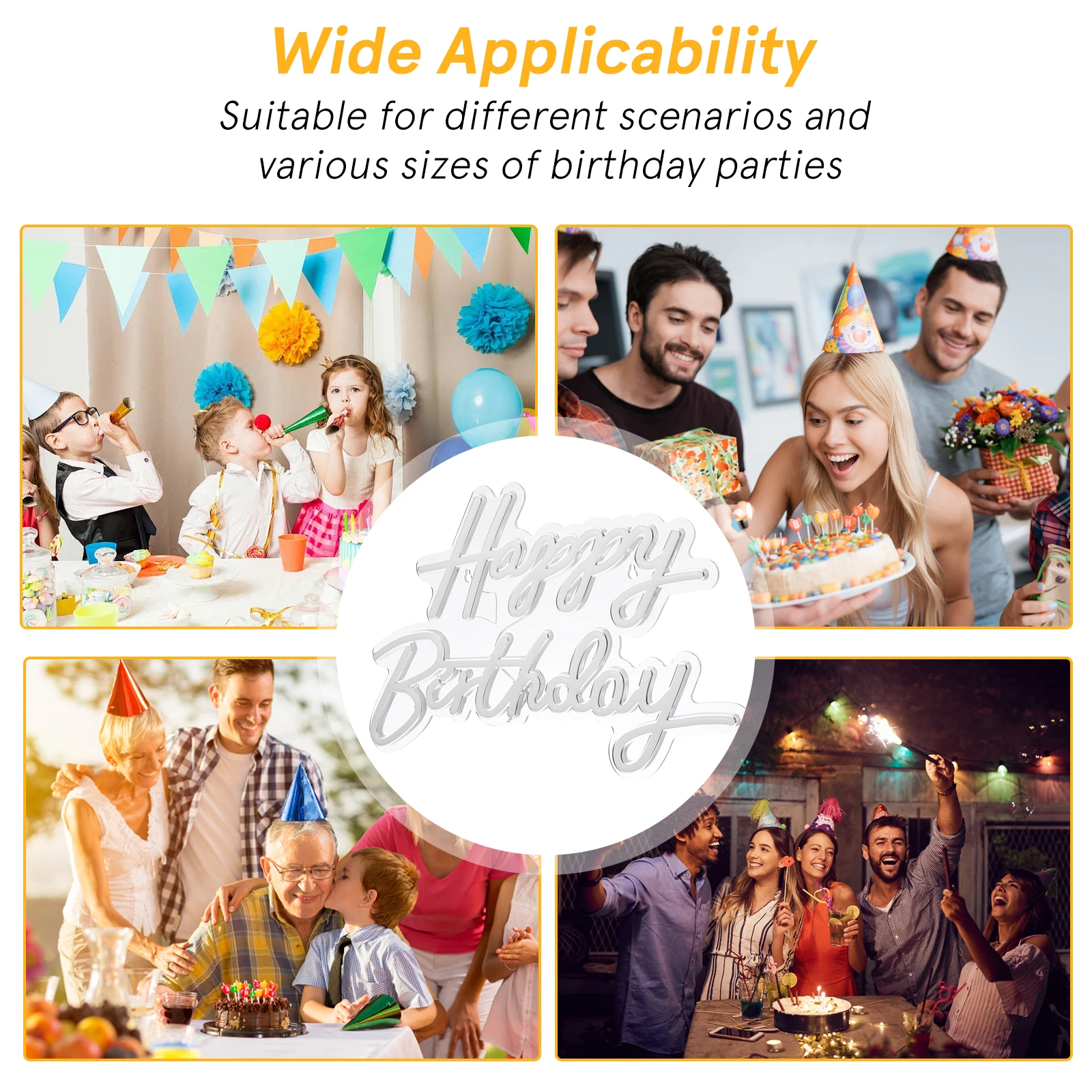 

USB Powered Birthday Neon Sign Warm LED Light Up Sign for Party Wall Decoration Photo Backdrop Neon Signs for Wall Decor