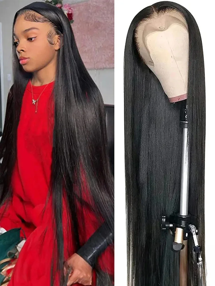 Transparent 250%  Straight Human Hair Wig Straight Lace Front Wigs Human Hair Brazilian 13x4 13x6 Lace Frontal Wig For Women