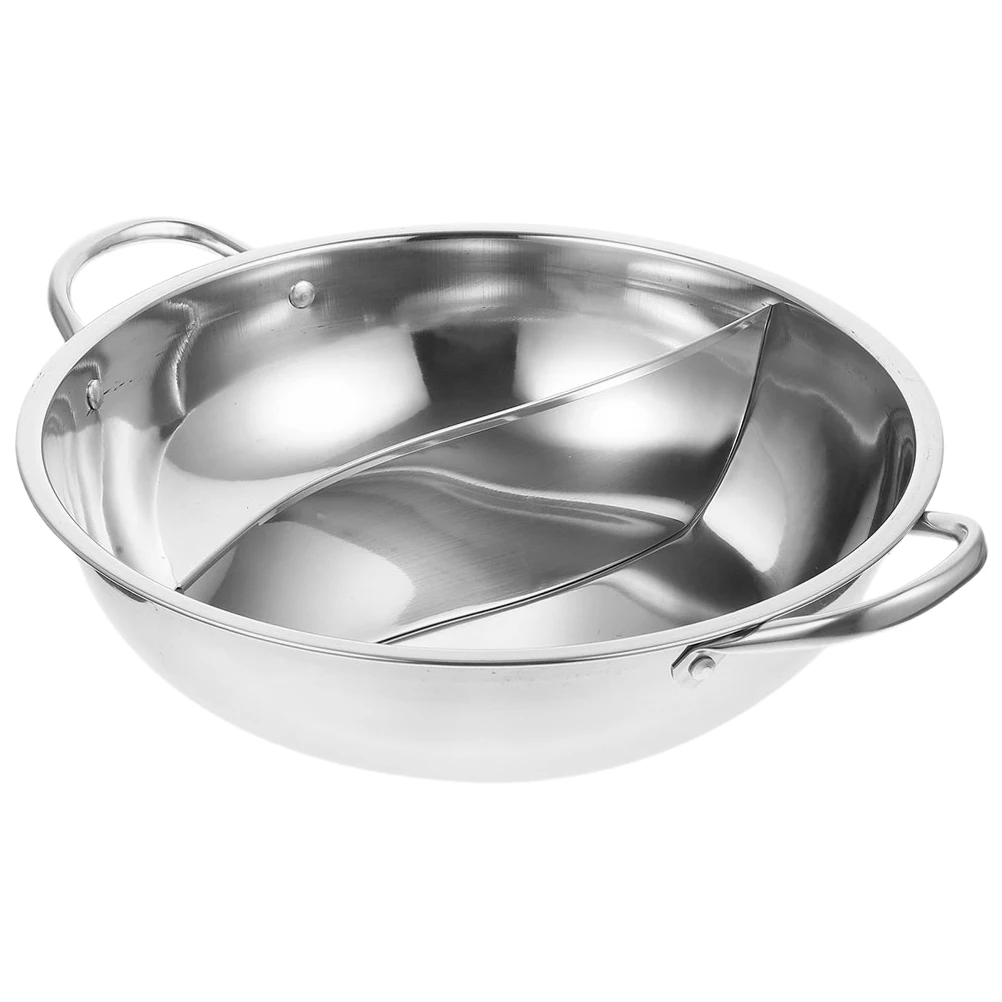 

Duck Hot Pot Stainless Steel Divided Cooking Pot Dual Section Pan Home Commercial Use Gas Stove Flavor