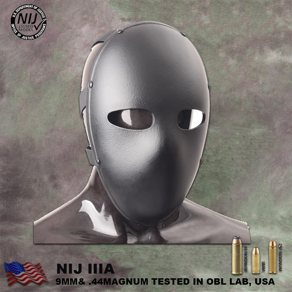 USA NIJ IIIA Level 3A 9mm &.44, pelindung wajah penuh, anti peluru, Visor balistik, masker taktis Aramid wajah penuh