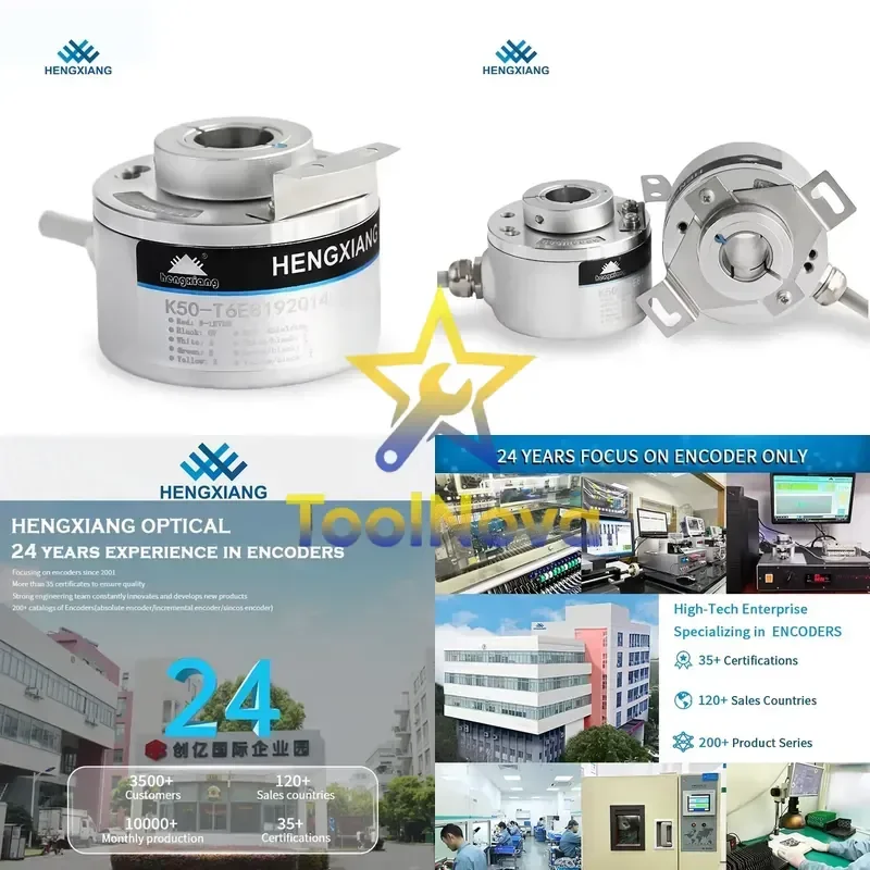 2026Hotsale* HENGXIANG K50 Rotary Incremental Encoder 10/12/14/15mm Hollow Shaft 1024/2048/3600/4096/5000 Ppr Other Output