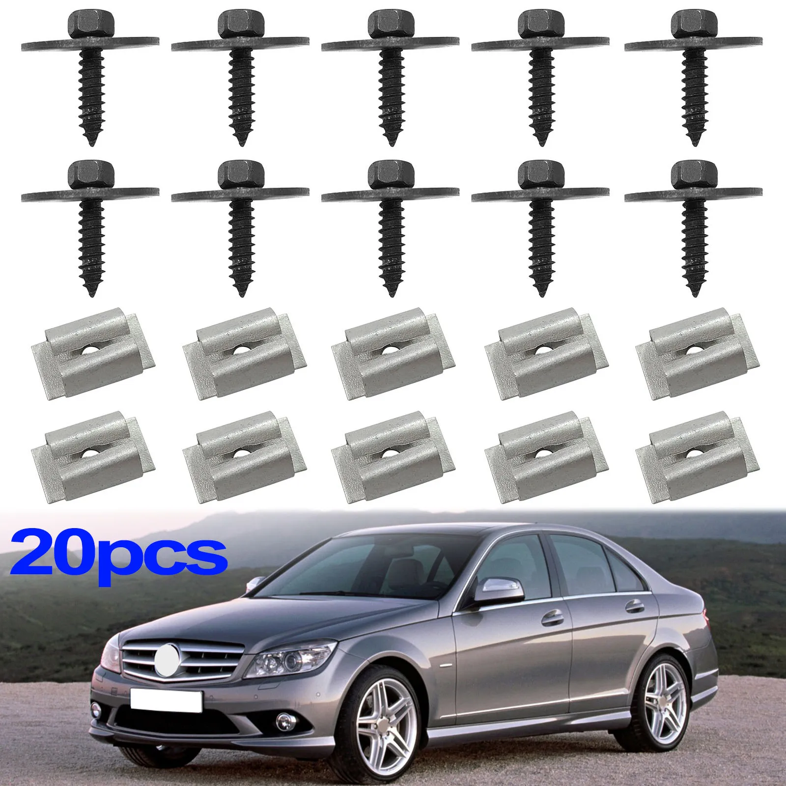 20x For MERCEDES BENZ C E S SL SLK W204 W203 Engine Undertray Cover Splash Guard Screws Washer Nuts Bolt A2019900536 A0019949845