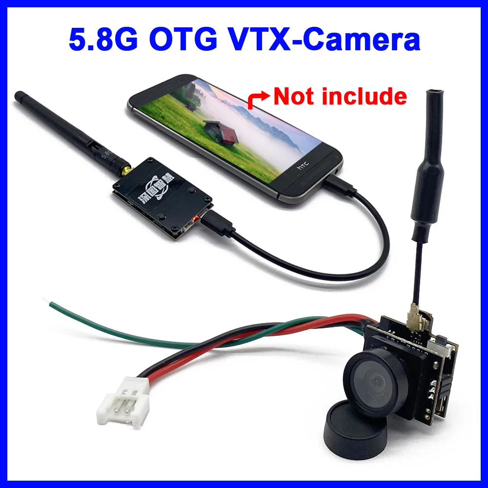 5.8G 48CH 25/100MW/200MW adjustable FPV VTX Camera and OTG UVC FPV Transmitter Receiver for Android Mobile Phone Tablet RC Part