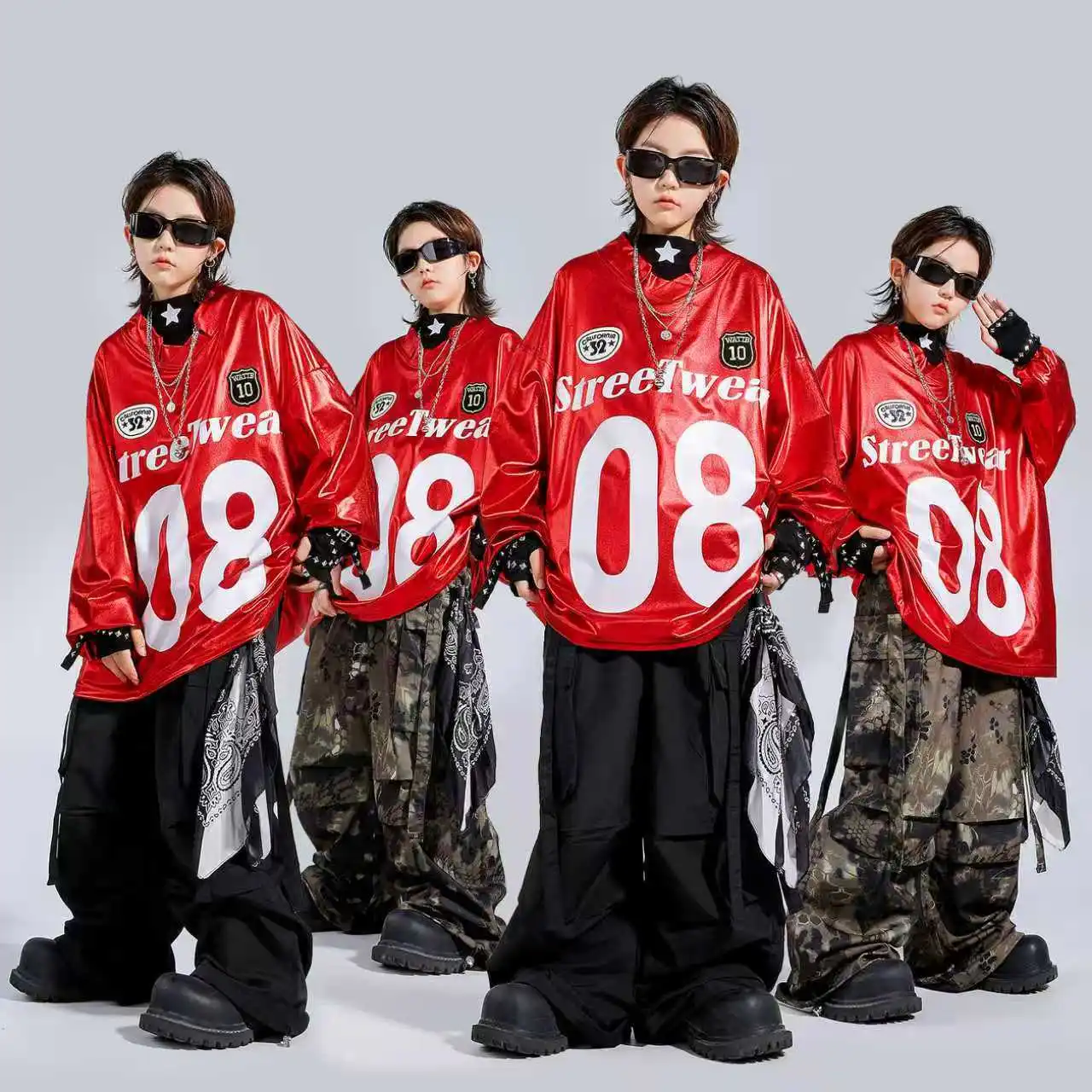Kids Sport T-shirt Pants Tracksuits Children Boys Girls Streetwear Hip Hop Tshirt Trouser Sets Dance Costume Performance Clothes