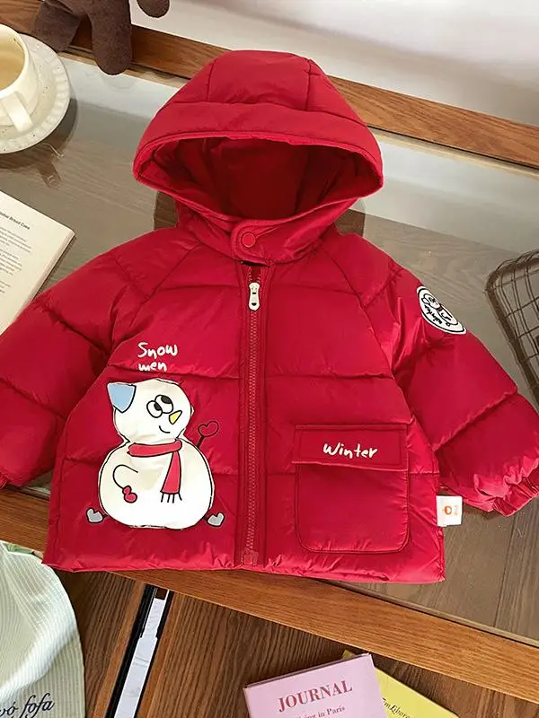 

Children's Thiened Warmth Comfortable Printed Du down Jaet Cozy Winter New Sle White Du Feather Faionable Jaet