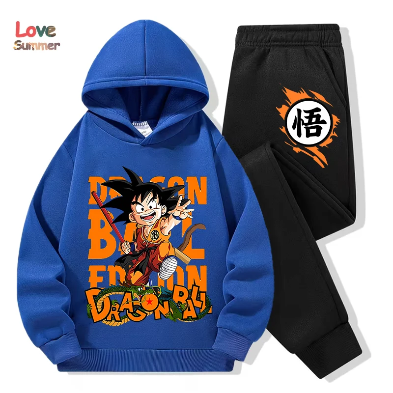 Anime sweat à capuche pantalon 2pcs3-14 ans enfants survêtement DragonBall vêtements Goku sweat à capuche garçons filles costume sportif idéal usage quotidien en plein air