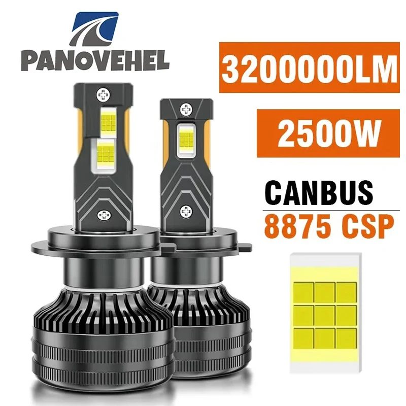 

PANOVEHEL Super 3200000LM 2500W H4 LED Headlights H7 Canbus H13 H11 H8 H1 9005 9006 HB4 9012 HIR2 Car Light Fog Lamps 12V 24V