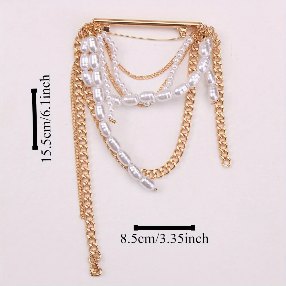 رائعة اللؤلؤ سلاسل دبابيس دبابيس للنساء الفتيات الموضة العصرية خمر شرابة الصدار سيدة مأدبة اكسسوارات دبوس #2