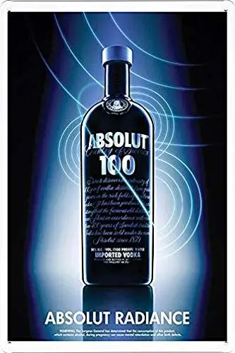 Placa de cartel de metal con letrero de estaño; de Absolut Vodka Absolut Radiance Decor Sign