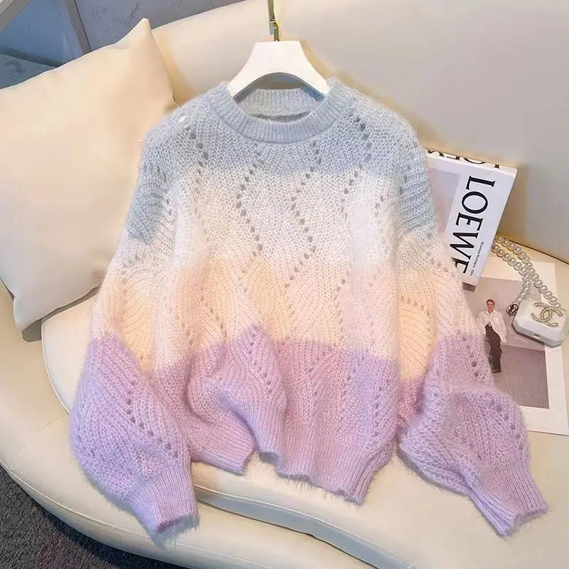 Spring/Autumn Fashion Suit For Women 2023 New Lazy and Sweet Knitted Pullover Sweater High Waist Casual Pants Two Piece Set