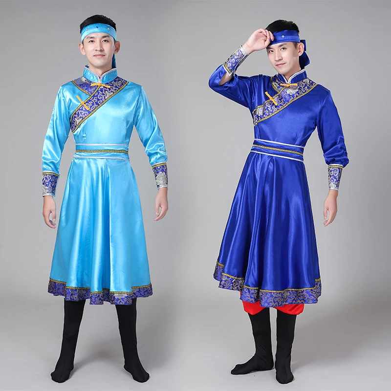 

blue chinese mongolia national clothing for men mongolia costumes national style dance costumes festival perfomance