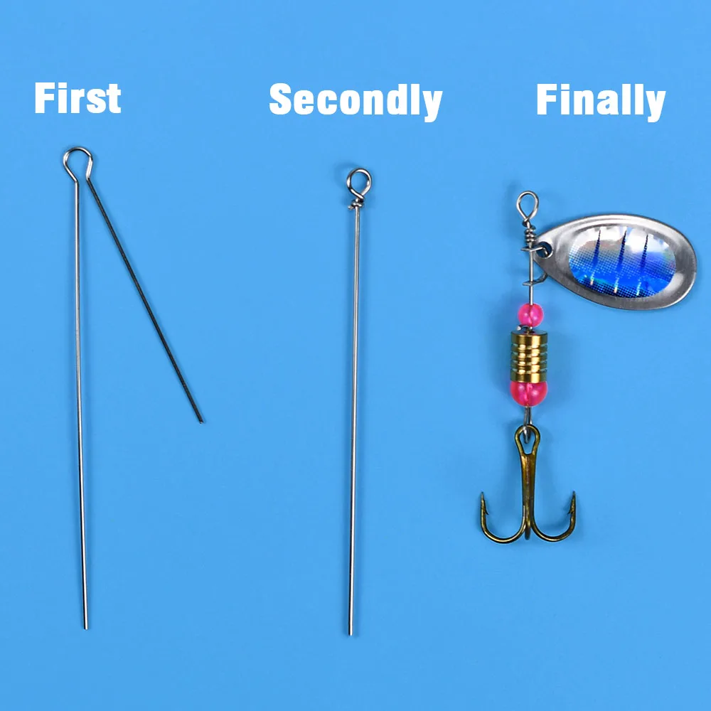 20 piezas/40 Uds. De alambre de acero de lentejuelas giratorias de 80mm, señuelo de pesca DIY, cuchillas de cuchara giratoria, accesorios de gancho de cebo Artificial - imagen 2