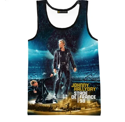 Newest Hot Singer Johnny Hallyday Print Tank Top 3D Men's Sleeveless Vest Fashion Hip Hop Trendy Top Summer Oversized Streetwear