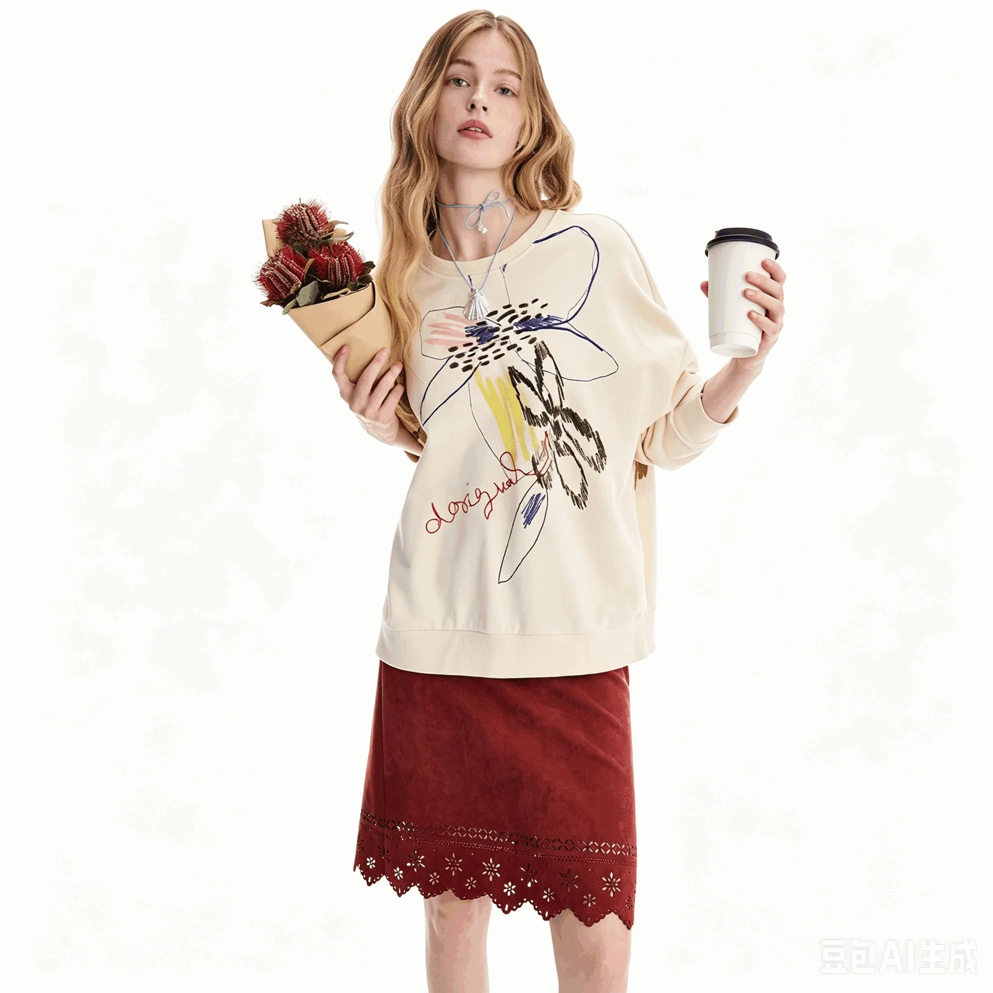 Spanischer Original-Damen-Hoodie mit lockerer Passform, modischer Kapuze, besticktem Aufdruck, europäischer und amerikanischer Stil, lässig. – Detail 8