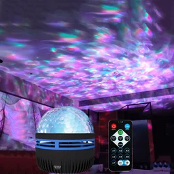 LED Colorful Starry Sky Projection Lamp Rotating Magic Ball Moon Star Crystal Night Light Bedroom Decoration Lighting Gift