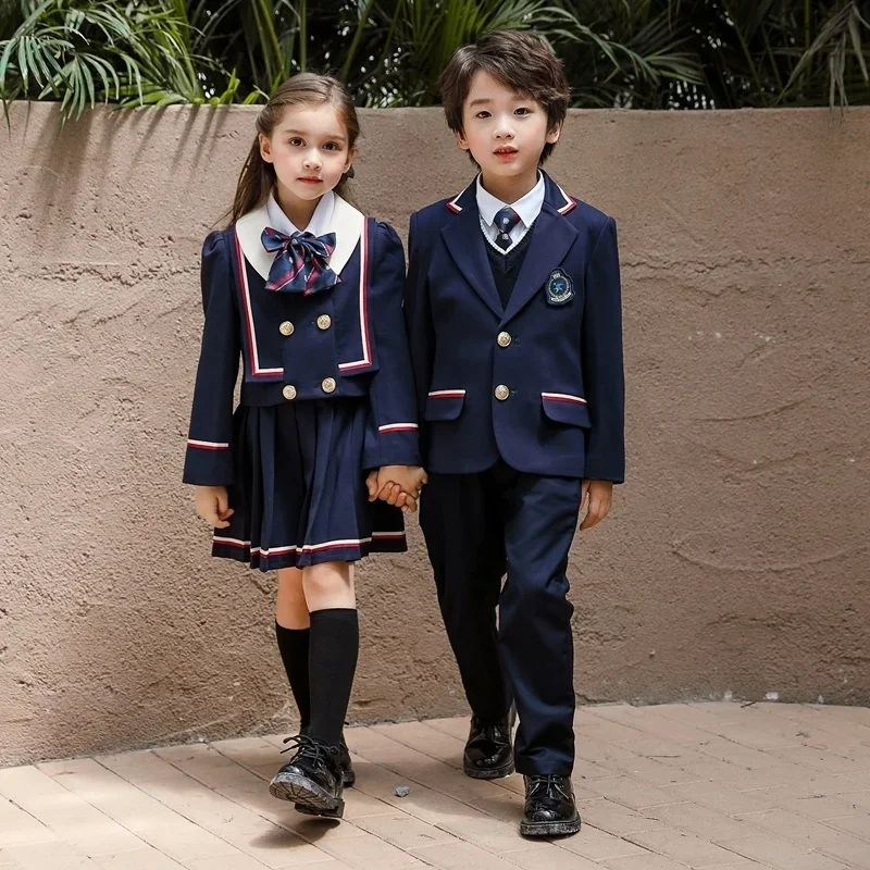 Kindergarten uniforms, spring and autumn clothing, customized primary school uniforms, three piece set,  children\'s suits,