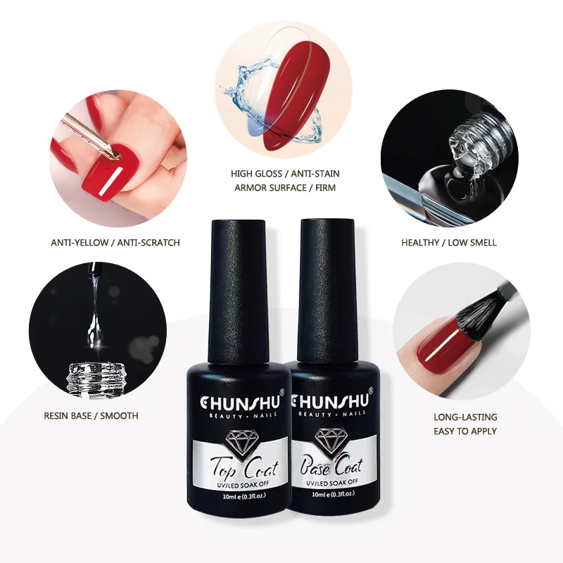 Chunshu 10Ml Geen Veeg Top Coat Langdurige Primer Sterke Base Gel Weken Van Semi Permanente Functionele Gel Vernish Manicure Nagels