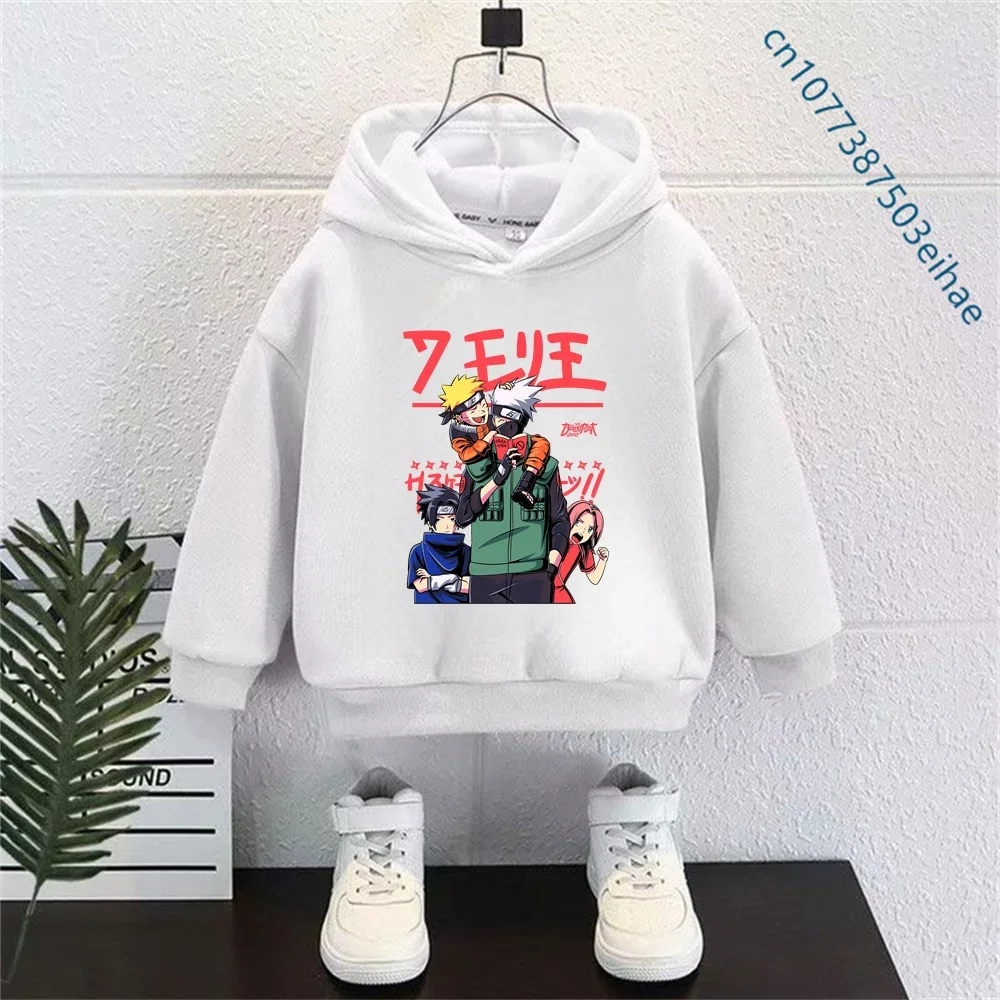Naruto Cartoon Children's Hooded Hoodie - 2026 Harajuku Style Children's Long-sleeved Pullover - Spring/autumn Fashionable Top