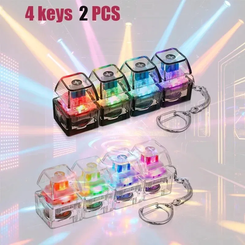 LED Free Assembly Keyboard Keychain Fidget Toy Crystal Clicker Sensory Toy Stress Relief Keyboard Keychain Adult Children's Toy