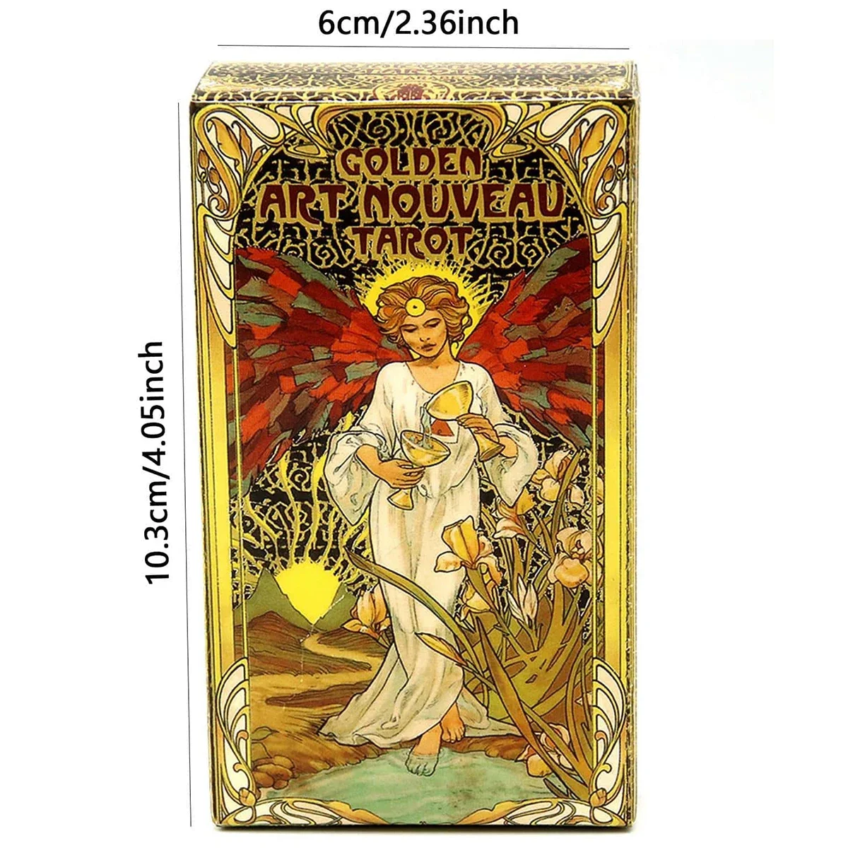 1Set 78pcs Golden Art Nouveau Tarot Cards, Fate Divination, Family Party Playing Card Game