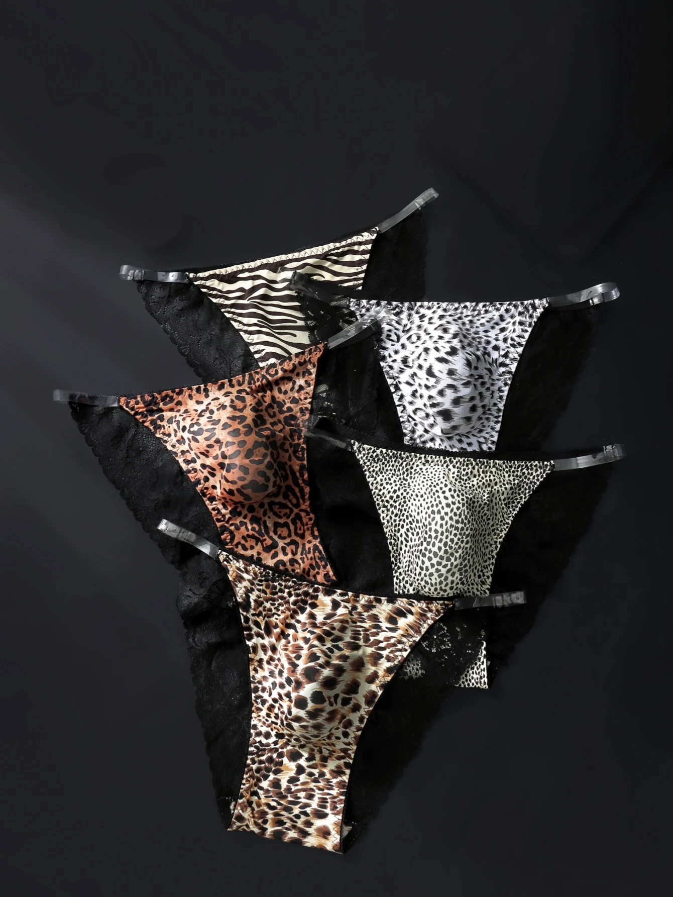 2PCS Men's Low Waist Triangular Underwear with Leopard Zebra Print Breathable Comfortable Briefs