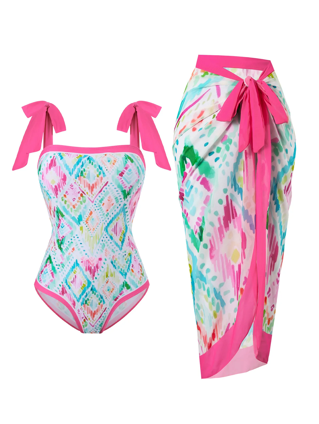 2026New Arrival Vintage Sun Print Modest One-Piece Swimsuit Women High Waist Tummy Control Swimwear Push Up Bathing Suit