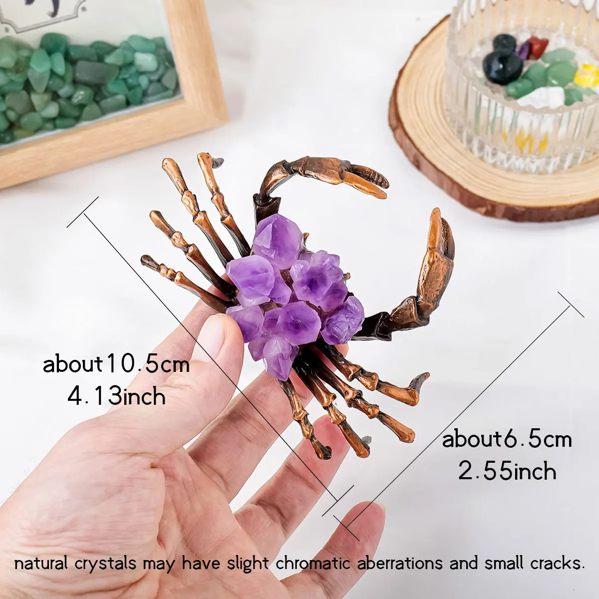 1PC Natural Crystal Amethyst Citrine Bud Crab Luxury Sparking Crystal Crab Decoration For Women Man Lovely Sea Animal Party