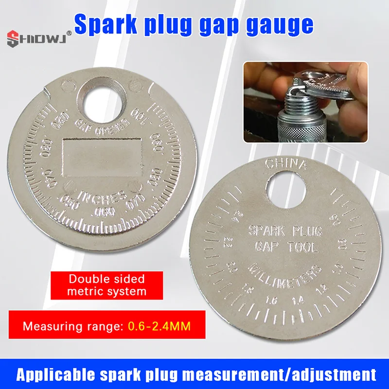 Measurement Coin-Type 0.6-2.4mm Range Spark Plug Gage Spark Plug Gap Gauge Measuring Tools Universal Car Ignition System Tool