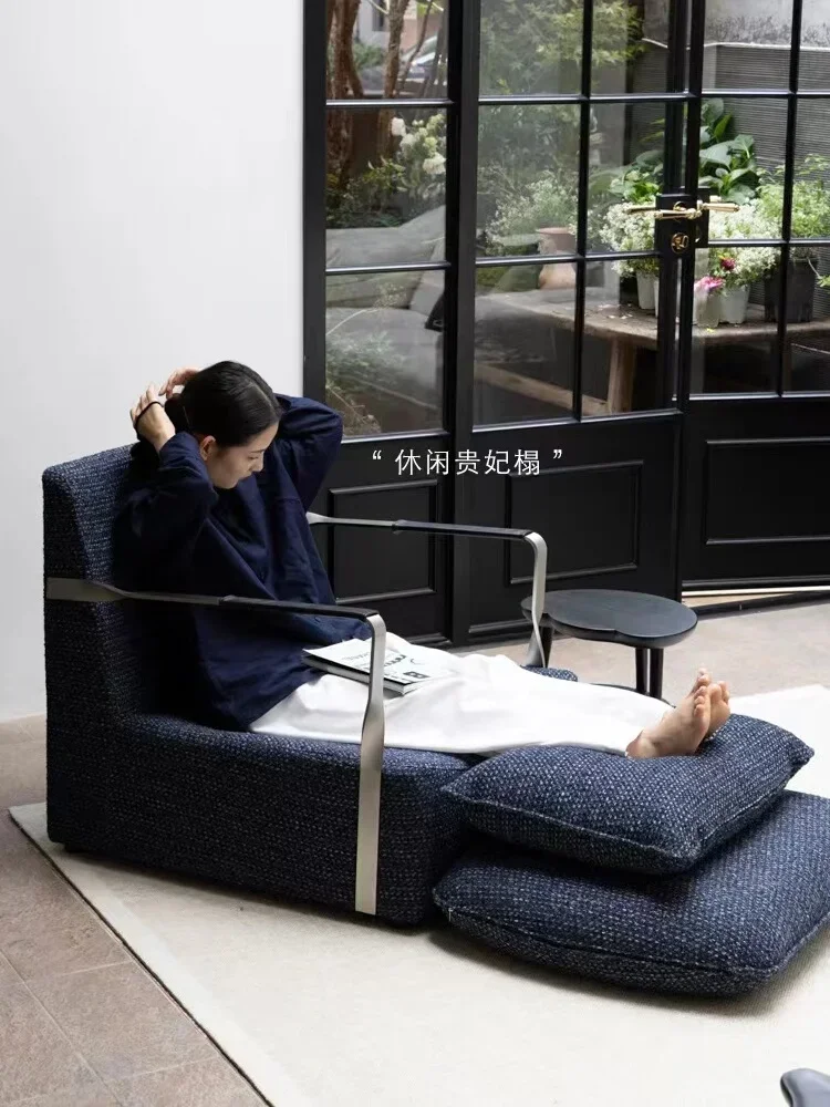 Wool tweed single sofa armrest master chair removable bag
