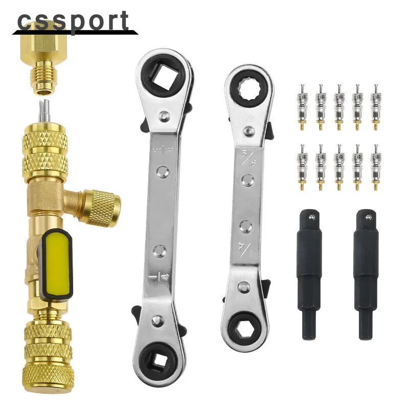 

Инструмент для снятия сердечника клапана и сервисный ключ HVAC с комплектом адаптеров для шестигранных бит