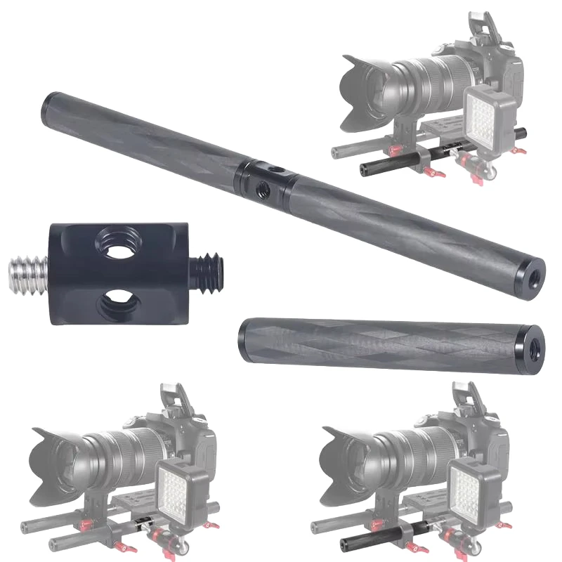 15mm Carbon Fiber Rod Black Dual 1/4-20 6mm Thread Universal for DSLR Camera Follow Focus System Video Rail Tube Mount 100mm