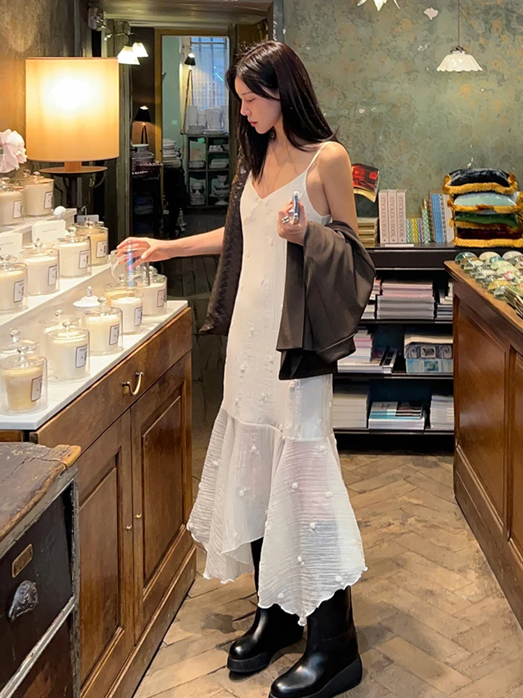 Ins Sle longue sangle v-ne Dr épissage irrégulier crochet droit fleur à lacets longue Dr Ciwalk été tissu doux