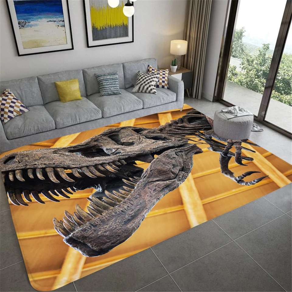 3D Dinosaur Fossil Art Rug Living Room Non-slip Carpet Home Decoration Children\'s Bedroom Floor Mat Hallway Balcony Door Mat