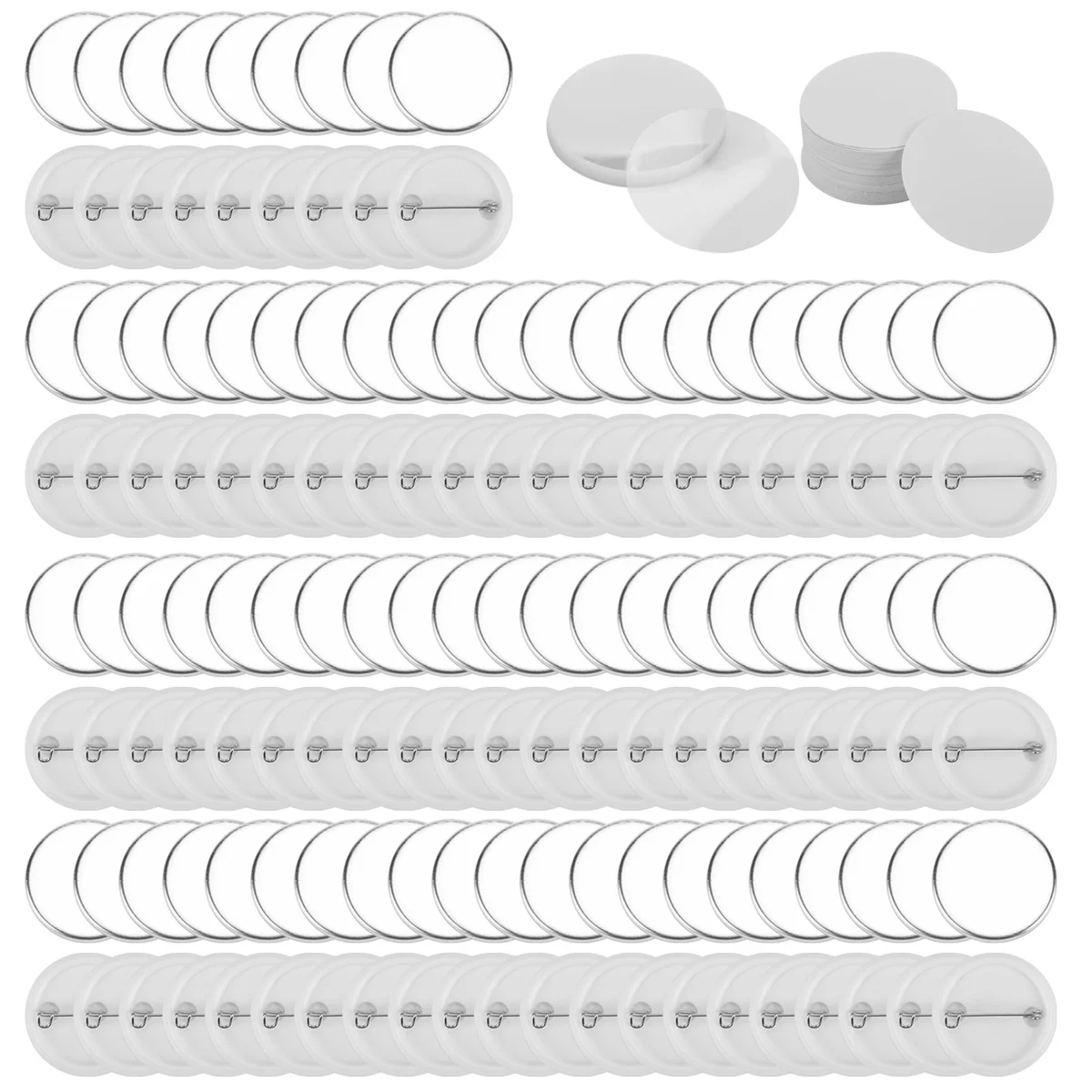 300 Sets 32mm/1.25 inch Blank Button Badge Parts for Button Machine 58mm Button Parts, Circular Badge Blank Button Pins