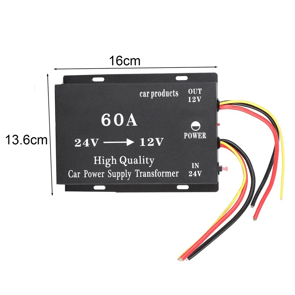 24V do 12V 60A Konwerter 24V do samochodów ciężarowych Reduktor napięcia zasilania pojazdu o dużej mocy Automatyczna ochrona dla samochodów ciężarowych lub autobusów 24V