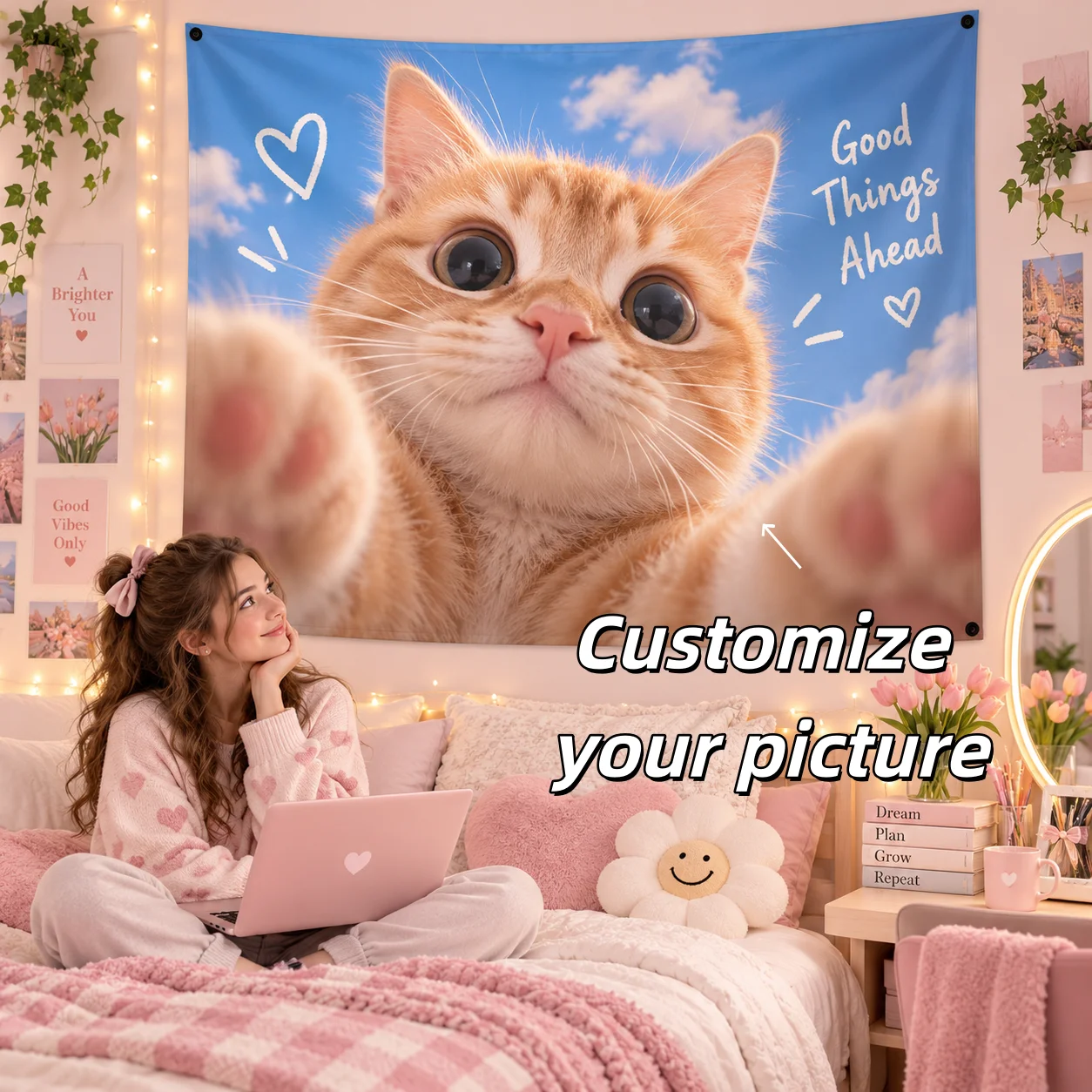 Custom Chunya Textile Tapestry Healing Memorial Personalized Photo Art Polyester Wall Hanging for Bedroom Living Room Dorm Decor