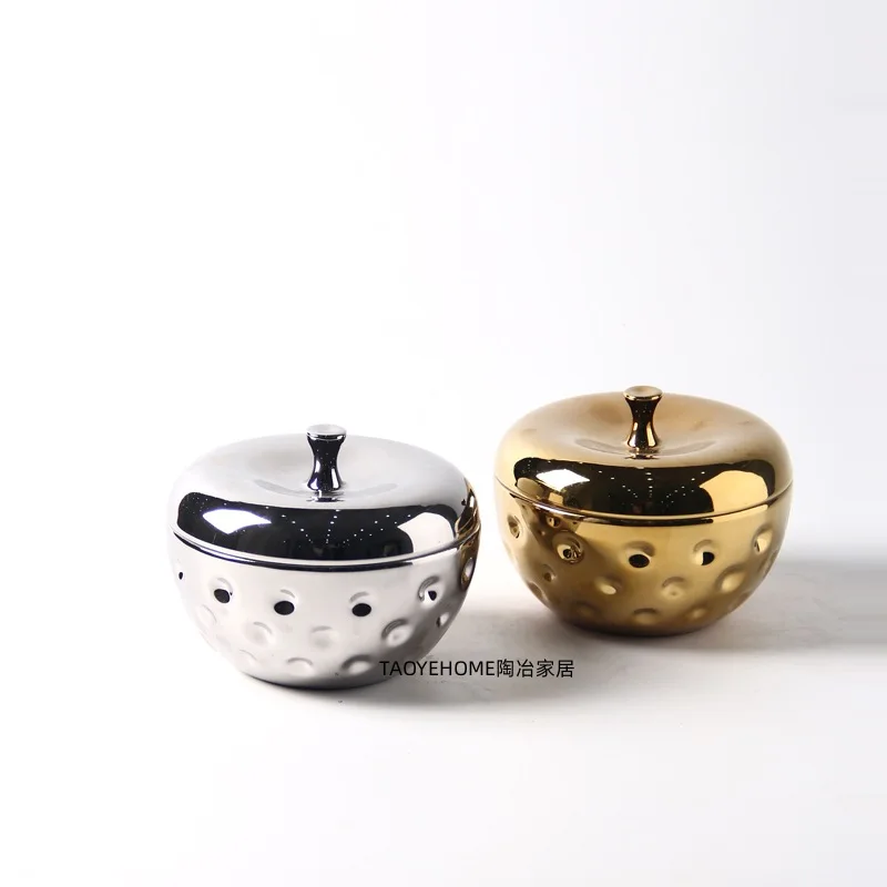 

European light luxury silver-plated ceramic vase home model room storage tank ins wind decoration storage flower device ornament