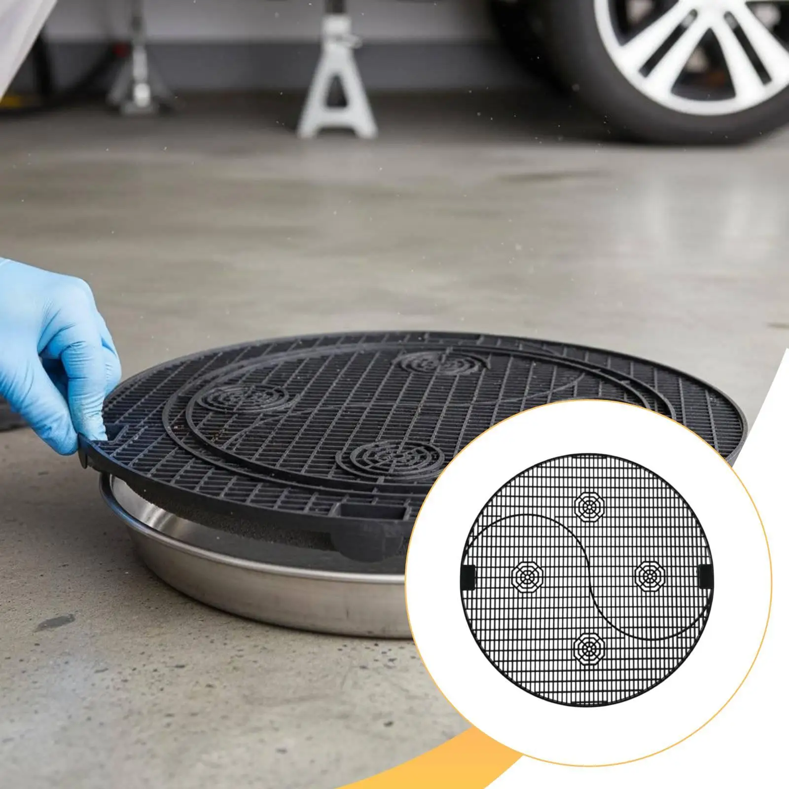 Multifunction Oil Drain Pan Debris Filter Splash Control Tray for Routine Car Garage Use