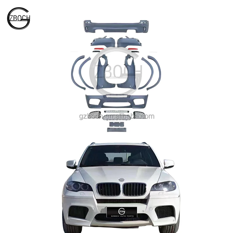 X5M car accessories for BMWs E70 X5 Upgrade X5M Body kits front bumper with car grills rear bumper