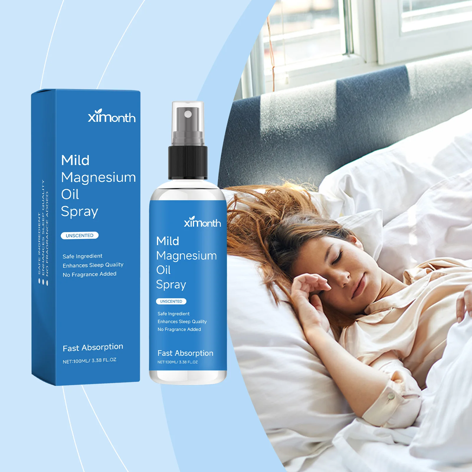 Organic Magnesium Oil Spray Promotes Calmness Better Sleep And Relaxation Helps With Deep Sleep Muscle Body Anxiety Ease Spray