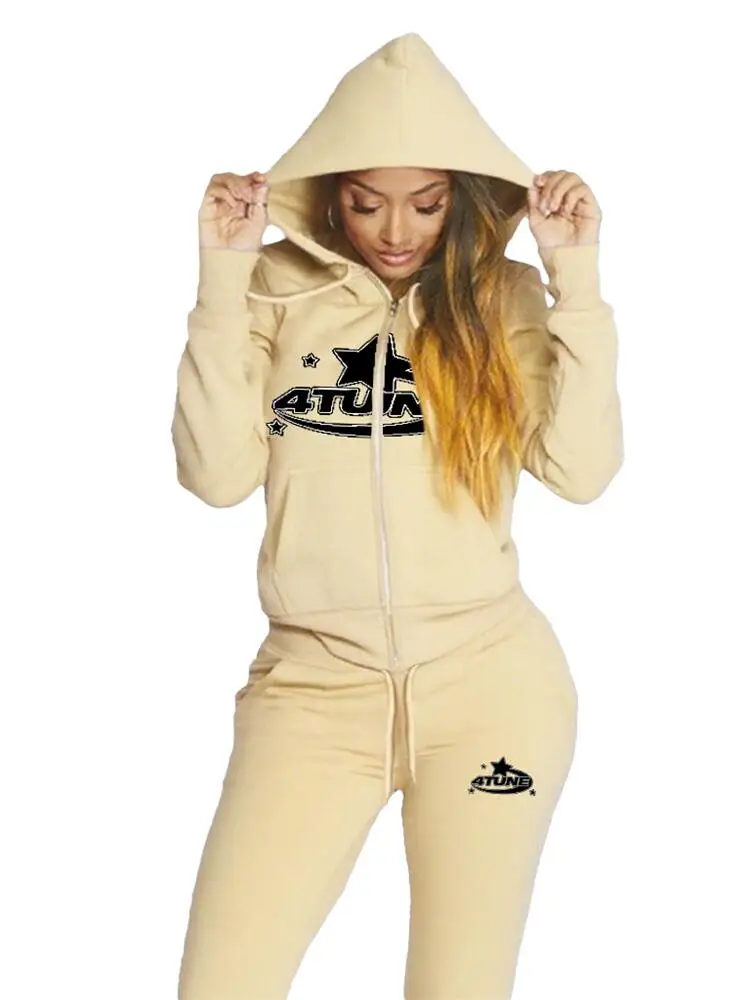 High quality pants Sets for Women Zipper Hoodie soprts suit Two Piece Autumn Winter Outfits Sweatshirt Sweatpant women Tracksuit